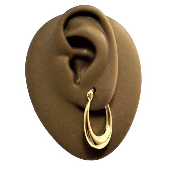 1 Inch 28mm Hoop Gold Tone Pierced Post Earrings - Picture 1 of 5